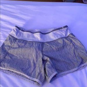 grey and white striped lululemon shorts